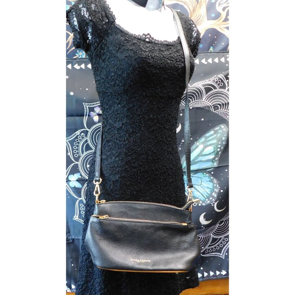 Divina Firenze Black Leather Crossbody Purse